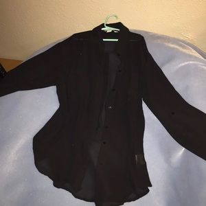 Long sleeve black see threw shirt